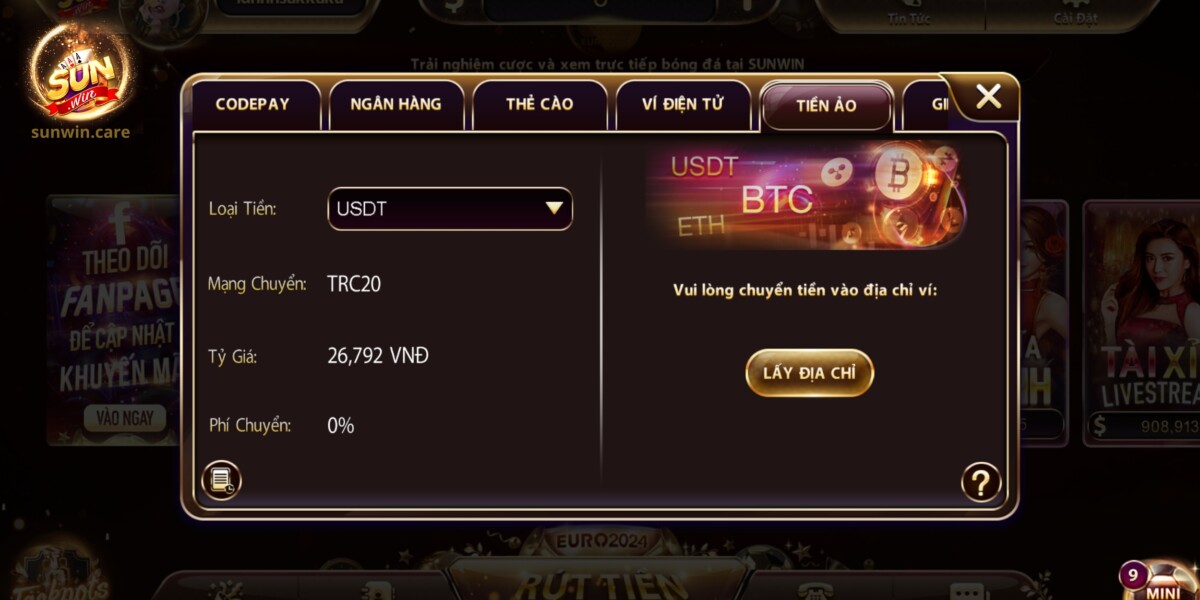 Tổng Hợp 6 Dịch Vụ Nạp Tiền Sunwin Hiện Đại Và An Toàn 100% 2 Các bước nạp tiền tài khoản đối với loại hình tiền ảo